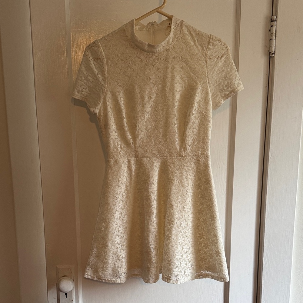 One Clothing Cream Lace Mini Dress